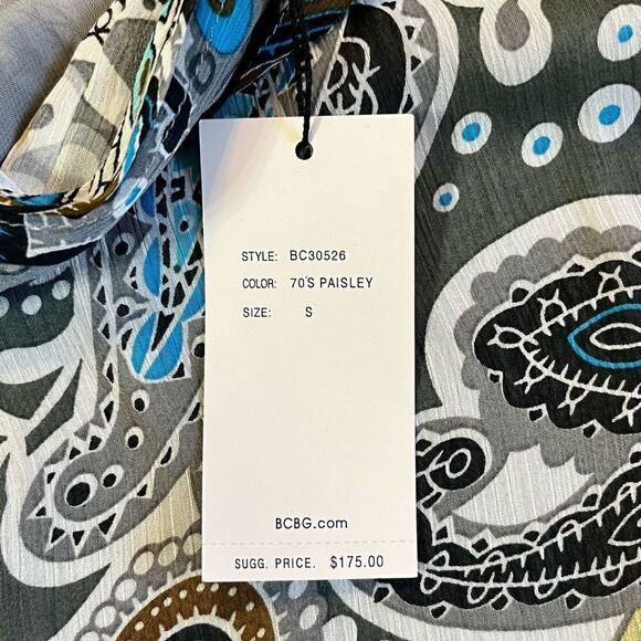 NWT BCBG Maxazria 70s Paisley Blouse Size Small - Picture 10 of 12